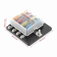 Boîtier de fusibles à lame 12/10/8/6 voies avec voyant LED pour voiture, bateau, marine, trike 12V 24V