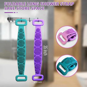 Silicone Back Scrubber for <strong>Shower</strong> Wholesale Long Handle Double Sided Exfoliating Body Brush BPA Free Bath Brush Custom Logo OEM - Product Image 5