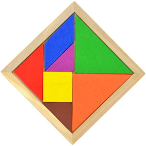 Puzzle Tangram en bois coloré J20530, blocs de construction éducatifs, adaptés aux expériences mathématiques et scientifiques à l'école primaire. - Product Image 2