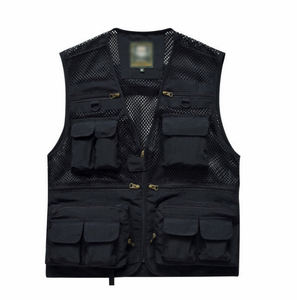 OEM personnalisé multi-poches hommes utilitaire gilet hommes en gros extérieur maille pêche tir <span class=keywords><strong>photographe</strong></span> journaliste gilet - Product Image 6