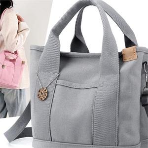 Bán buôn in logo tái sử dụng thân thiện với môi tùy chỉnh tự làm phụ nữ bông vải <span class=keywords><strong>Tote</strong></span> Túi mua sắm với đóng cửa - Product Image 3