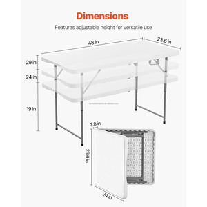 <span class=keywords><strong>Tavolo</strong></span> Pieghevole Capacità 120kg <span class=keywords><strong>Dimensioni</strong></span> 120x60x74cm Uso Esterno Design Compatto - Product Image 3