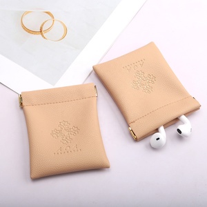Custom Emboss Logo Printed Pu Leather <b>Coin</b> Earphone Storage Pouch Reusable Soft Pu Jewelry Lipstick Packing Leather <b>Bag</b> - Product Image 5