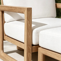 Ensemble de canapés sectionnels en forme de U en bois de teck massif avec tissu à séchage rapide pour l'extérieur, idéal pour les spas et les hôtels, OEM ODM