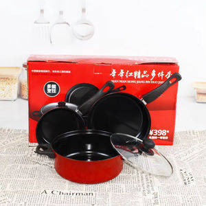 Juego de Utensilios de Cocina Antiadherentes con Efecto Mármol, Tres Piezas: Sartén, Wok con Tapa y Olla para Sopa, Cocina Moderna - Product Image 1