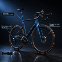 Vélo de route en fibre de carbone Aero OEM ODM directement de l'usine avec 24 vitesses, changement de vitesse électronique, frein à disque 12 vitesses, jeu de roues en carbone de 7,6 kg