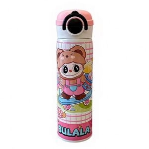 Botella de Agua Infantil Aislada de Acero Inoxidable 316, Portátil, con Doble Boca, Diseño de Dibujos Animados, con Asa, Libre de BPA, Apta para Alimentos - Product Image 1