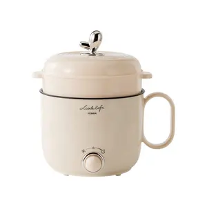 Kualitas Tinggi Multifungsi 1,5l Putaran Cooker Asrama Mahasiswa 800W Non-Stick Pot Listrik Mini Memasak Hot Pot dengan Steamer
