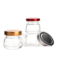 Toples kaca bulat 30ml 50ml 75ml 100ml 120ml 150ml untuk Jelly Jam Sarang Burung botol puding dengan tutup aluminium berwarna