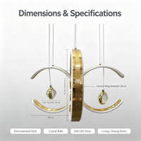 Lustre LED ovale doré avec pendentifs en cristal, commande sans fil, garantie de 3 ans, pour salle à manger, Asie centrale, CE 95W