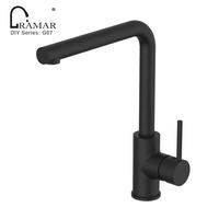 Robinet de cuisine classique traditionnel à poignée unique et à trou unique en laiton massif noir et or rose pour usage hôtelier