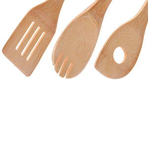 Utensilios de cocina de madera de 8 piezas, utensilios de cocina de bambú con soporte - Product Image 4