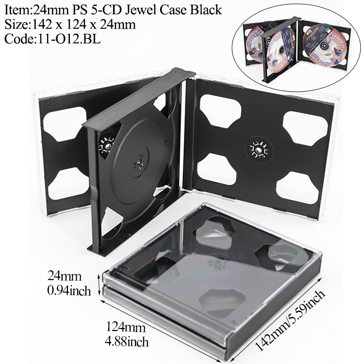 O12:24mm 5-CD Jewel Case Black