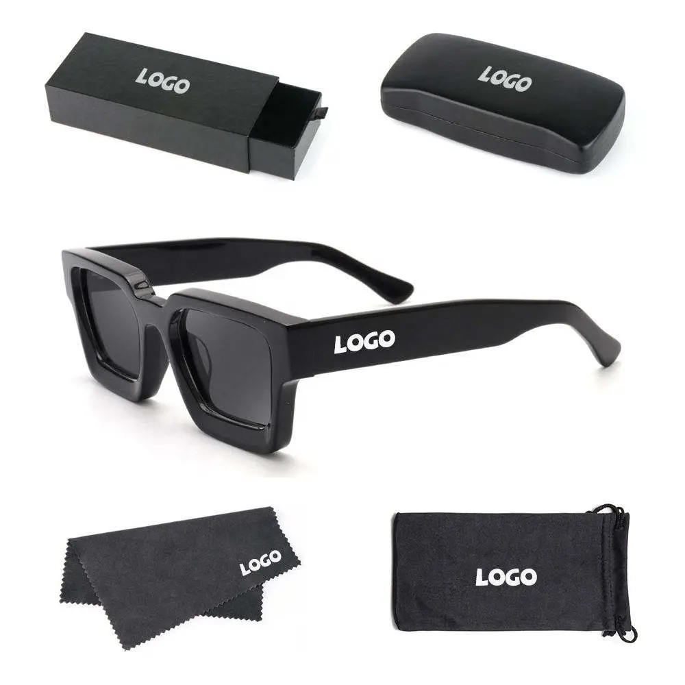 Óculos de sol de acetato para homens e mulheres, logotipo personalizado de metal de alta qualidade, moda luxuosa, grosso, polarizado