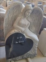 Gravure laser noire sur pierre tombale avec vases pour monuments funéraires en granit en gros