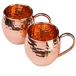 Taza Moscow Mule de Cobre de 450 ml con Asa, Diseño Martillado, Ecológica, Antiderrames, Regalo para Fiestas, 18 oz, para Bebidas y Cócteles - Product Image 1