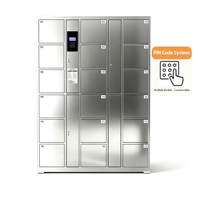 Archivador de Acero Inoxidable de Dieciocho Puertas con Cerradura de Código, Solución de Almacenamiento Duradera y que Ahorra Espacio para Oficinas Comerciales y Apartamentos