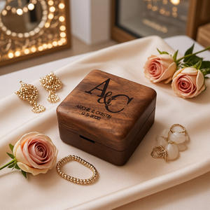 Black Walnut <b>Ring</b> <b>Box</b> Double <b>Ring</b> Position Wedding Proposal Storage <b>Box</b> Personalized Engraved Wedding Gift - Product Image 4