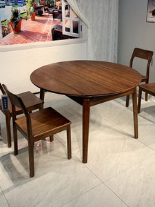 NKAHS Pre Order Black Walnut Solid Wood <b>Folding</b> <b>Dining</b> <b>Table</b> Round & Square Dual Purpose Retractable Dinner <b>Table</b> Minimalist E - Product Image 2