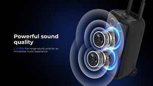 Tekerlekler ile arabası parti <span class=keywords><strong>Bluetooth</strong></span> hoparlör, 10W güçlü ses ve RGB ışıkları, açık etkinlikler için IPX4 su geçirmez Karaoke hoparlörü - Product Image 6