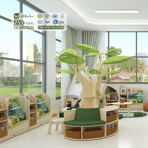 Hikeylove Bibliothèque en bois en forme d'arbre sur le thème de la forêt Ensemble de bibliothèque pour garderie, école maternelle, salle de classe, salon, bibliothèque - Product Image 1