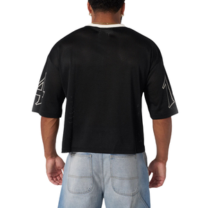 TKAN254, camisetas de malla de fútbol deportivas de gran tamaño personalizadas, camiseta de fútbol recortada, ropa de calle Boxy Fit, camiseta de fútbol con cuello en V - Product Image 3