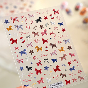Autocollants pour ongles à motif écossais britannique vintage TS4258, décorations mignonnes pour ongles en patchwork pour le Nouvel An, pour la manucure DIY - Product Image 6