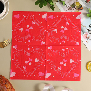 Serviettes imprimées, série cœurs colorés, décoration de restaurant occidental, mouchoirs transfrontaliers, serviettes en papier pour fête - Product Image 3