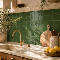 Carrelage mural artisanal en céramique Zellige brillant de qualité supérieure pour cuisine, salle de bain, hôtel et projets d'aménagement intérieur