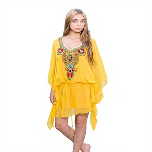 New Designer Collection Hand Made Embroidered Beach Dress Boho <b>Kaftan</b> Swim <b>Cover</b> <b>up</b> Cotton Fabric Sexy <b>Kaftan</b> Dress for Women - Product Image 1