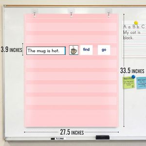 Tableau de poche rose pour la salle de classe, pour l'apprentissage de l'alphabet, mur de mots, calendrier, emploi du temps quotidien, bandes de phrases, affichage d'autocollants - Product Image 2
