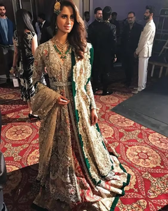 Elegante vestido largo Lehenga de novia indio real/paquistaní con bordado Zardozi pesado ATIYA LIBAS Material de acetato para boda - Product Image 6