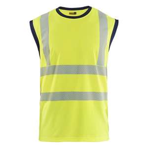 BLAKLADER - 357510133389 S/M Hi-Vis Camiseta sin mangas Hi-vis Amarillo/Azul Marino-EAN 7330509908709 ROPA DE TRABAJO DE LA HI-VIS - Product Image 1