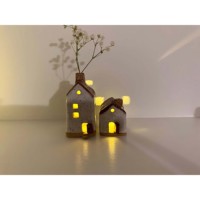Thé Lumière En Céramique Maisons Ornements Mantel Décor Mini Maisons En Céramique De Noël Décor À La Maison Cadeau De Pendaison De Crémaillère
