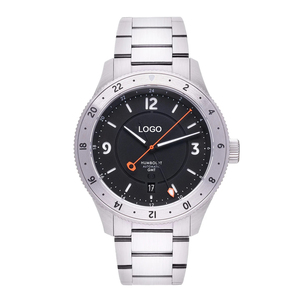 Montre classique en acier inoxydable 316L de 40 mm, technologie antichoc, montre mécanique GMT, alimentée par un mouvement 9075, 28 800 Bph / 4 Hz - Product Image 2