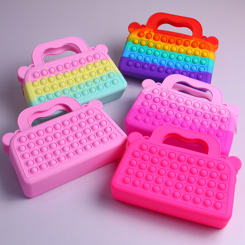 Хит продаж 2021, женский рюкзак-слинг с пузырьковой пузырчатой игрушкой, сумка на плечо, школьный силиконовый Рюкзак-карандаш с молнией для монет, сумка-антистресс