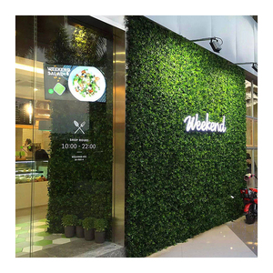 Pq17 Shein Wholesale Plant Panel Plastic Leaf Backdrop Green Boxwood Hedge Faux Artificial Grass Wall for Vertical Garden Decor