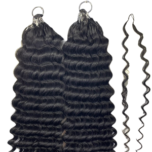 Treccine Raw Miracle Knots Feather Crochet con capelli umani, extension ricci all'uncinetto, <span class=keywords><strong>trecce</strong></span> Boho Deep Wave pre-arricciate - Product Image 1