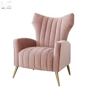 Sang trọng thép không gỉ nhung giọng Vải Cánh tay sofa cánh cao trở lại cánh tay ghế vàng duy nhất phòng chờ ghế cho phòng khách - Product Image 2
