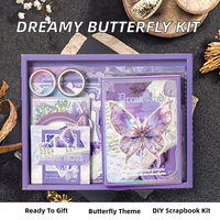 Kit esthétique de 162 pièces pour scrapbooking DIY avec carnet à grille A6, thème papillon rêveur imprimé sur papier