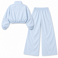 Ensemble deux pièces pour femme, veste courte tissée à col montant et demi-zip et pantalon large, pour l'entraînement en extérieur