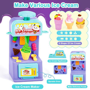 3 in 1 플레이 주방 장난감 아이스크림 가게 햄버거 메이커 다채로운 놀이 반죽 스탬퍼스 클레이 세트 어린이를위한 음식 장난감 - Product Image 2