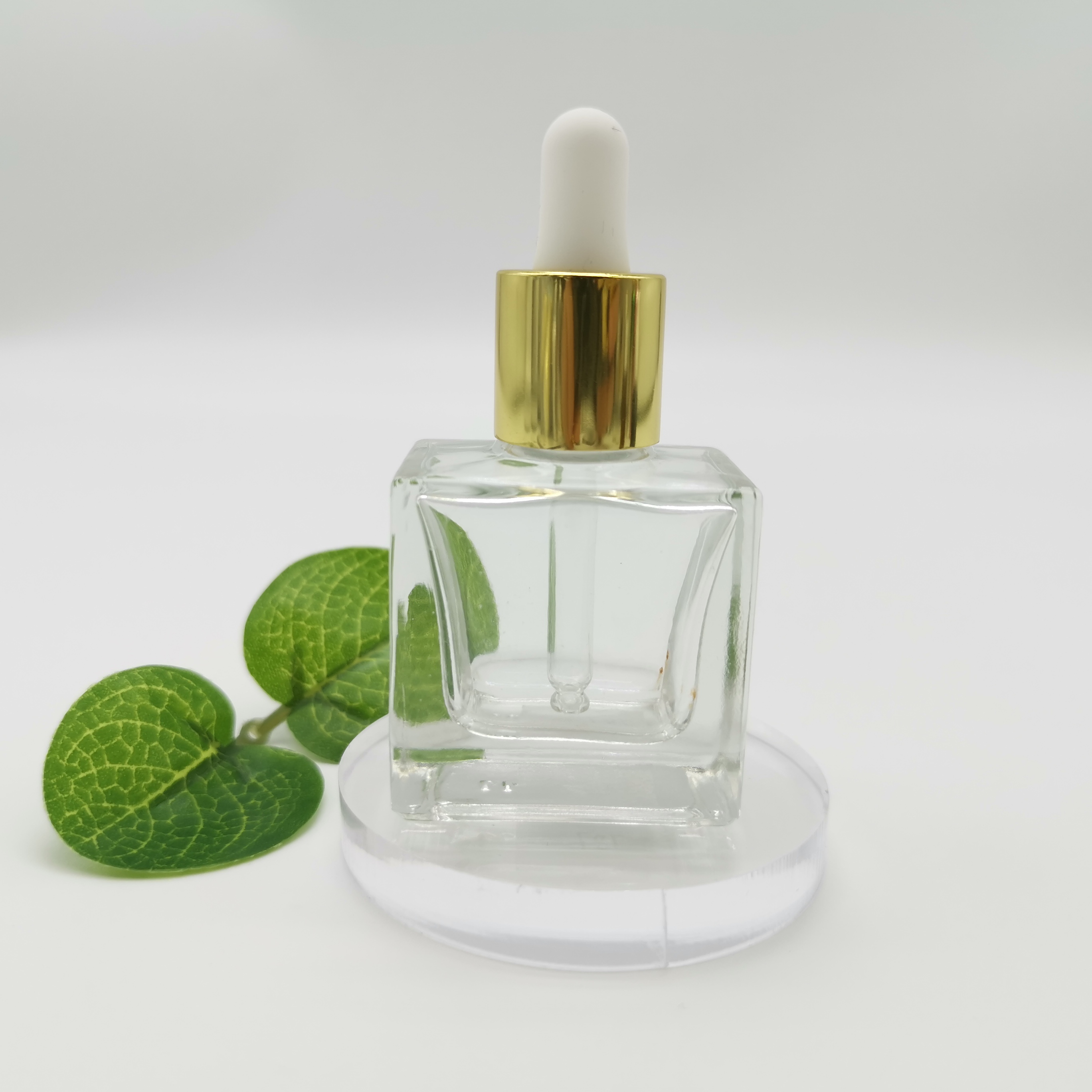 30 Ml 35 Ml Essential Oil Container Glass Flat Shoulder Transparent Dropper Bottle