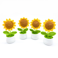 Fleurs de tournesol au crochet Plantes artificielles en pot Bonsaï Ornements tricotés à la main Cadeaux de la Saint-Valentin Tournesol au crochet
