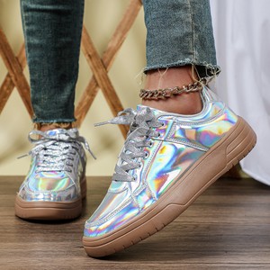 Height Increasing Laser <strong>Glitter</strong> Platform Sneakers Fashion Rainbow Reflection <strong>Trainer</strong> Versatile Street Style Sneaker for <strong>Women</strong> - Product Image 4