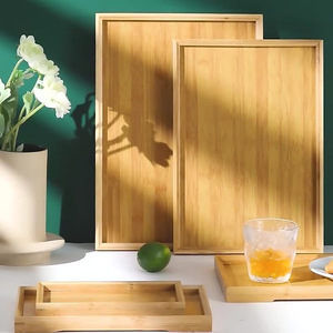 Plateau de service en bambou, plusieurs tailles, rectangulaire, pour thé, café, rangement, pour la maison, l'hôtel, le restaurant - Product Image 1