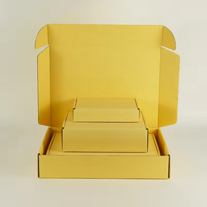 Boîte d'expédition pliable en carton coloré, matériaux recyclés écologiques haut de gamme, logo personnalisé, boîte cadeau jaune, revêtement UV - Product Image 5