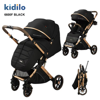 Poussette bébé pliable légère Kidilo 6600F avec cadre en alliage d'aluminium, roues 3D en PU et poignée réglable