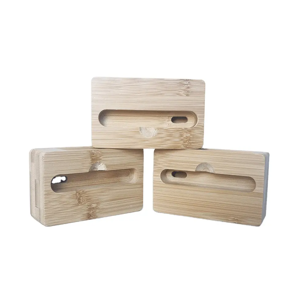 Portable Wood Bamboo Wireless Loudspeaker Stand Sound Amplifiers Wooden Bracket Speakers Phone Book Holder