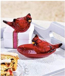 Gốm Hồng Y Muối Và Hạt Tiêu Shaker Với Khay Cho Mùa Đông Và Kỳ Nghỉ Bảng - Product Image 1